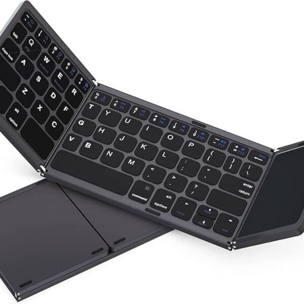 Foldable Bluetooth Keyboard with New Touchpad, Portable Wireless with USB-C Rechargeable, Pocket Size