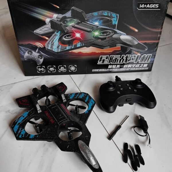 Fighter RC Drone Plane with Remote Control | 360° Flying LED Drone for Kids & Adults